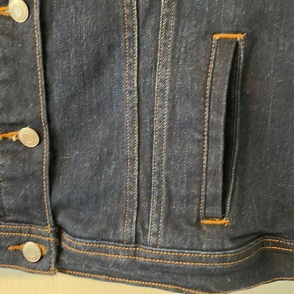 Lands’ End classic jean jacket with stretch dark Wash EUC size L - Picture 3 of 10